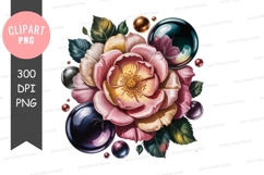 Elegant floral bouquet with bubbles png Product Image 1