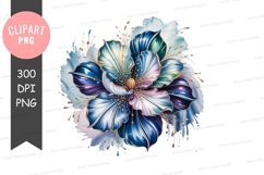 Blue and purple floral illustration png Product Image 1