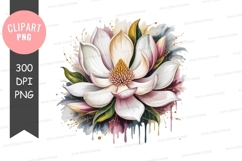 Elegant white flower clipart png Product Image 1