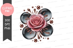 Rose with black stones clipart png Product Image 1