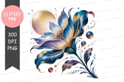 Elegant blue flower clipart png Product Image 1