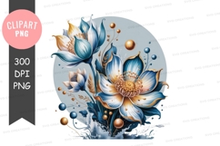 Elegant blue floral illustration png Product Image 1