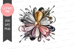Abstract metallic flower clipart png Product Image 1