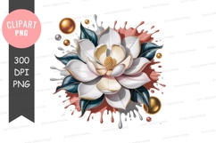 Elegant white flower with gold accents Product Image 1