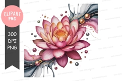 Pink lotus flower with watercolor effect png Product Image 1