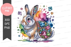 Colorful rabbit with jewels clipart png Product Image 1