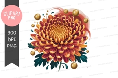 Vibrant chrysanthemum clipart png Product Image 1