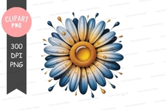 Blue and yellow flower clipart png Product Image 1
