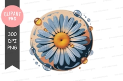 Blue daisy with water drops clipart png Product Image 1