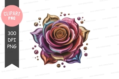 Iridescent rose with sparkles png Product Image 1