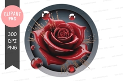 Vibrant red rose with drops png Product Image 1