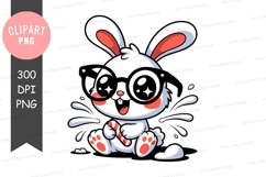 Playful bunny with glasses clipart png Product Image 1