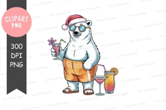 Polar bear celebrating christmas with cocktails png Product Image 1
