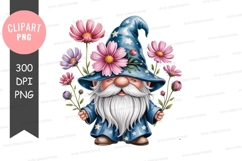 Magical gnome with flowers clipart png Product Image 1