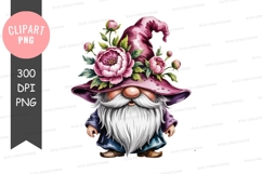 Whimsical gnome with floral hat png Product Image 1