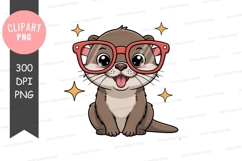 Cute otter with glasses clipart png Product Image 1