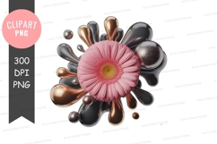 Pink gerbera daisy with metallic drops clipart png Product Image 1