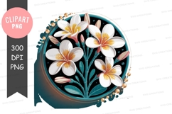 White flowers in a blue vase Product Image 1