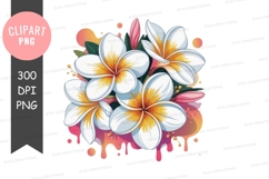 White and yellow tropical flowers clipart png Product Image 1