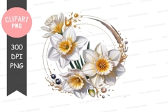 Elegant white daffodils clipart png Product Image 1
