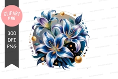 Blue lilies with golden accents png Product Image 1