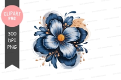 Blue floral illustration clipart png Product Image 1