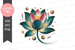 Elegant lotus flower clipart png Product Image 1