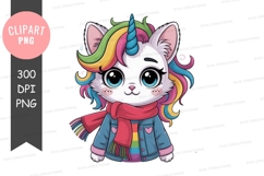 Whimsical unicorn cat clipart png Product Image 1