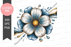 Blue flower with water drops clipart png Product Image 1