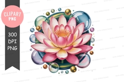 Pink lotus flower with water droplets Product Image 1