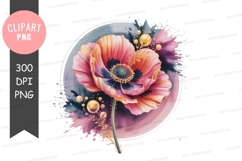 Vibrant poppy flower clipart png Product Image 1