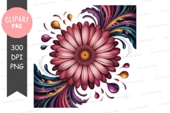 Vibrant pink flower with swirls clipart png Product Image 1