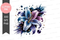Blue and purple lily clipart png Product Image 1