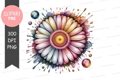 Colorful daisy with paint splatter Product Image 1