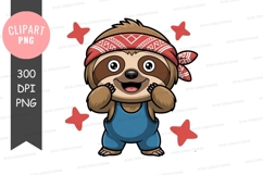 Happy sloth clipart png Product Image 1