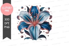 Blue and pink lily clipart png Product Image 1