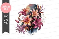 Vibrant lily bouquet clipart png Product Image 1