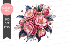 Beautiful bouquet of pink flowers clipart png Product Image 1