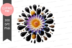 Vibrant flower with droplets clipart png Product Image 1