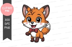 Cute cartoon fox clipart png Product Image 1
