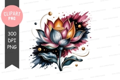 Elegant lotus flower clipart png Product Image 1