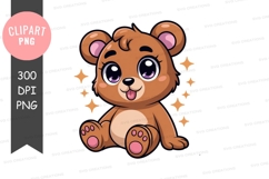 Cute cartoon bear clipart png Product Image 1