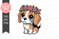 Crying puppy with flower crown Product Image 1