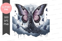 Mystical butterfly fairy in the moonlit sky Product Image 1