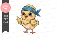 Cute chick with bandana clipart png Product Image 1