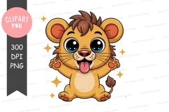 Playful cartoon lion clipart png Product Image 1