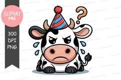 Sad cow with party hat Product Image 1