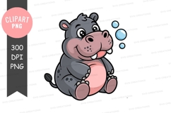 Cute cartoon hippo clipart png Product Image 1