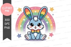 Cute bunny with rainbow and stars Product Image 1