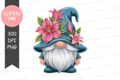 Gnome with flower hat clipart png Product Image 1